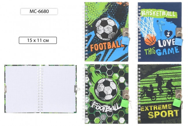 Блокнот детский 15*11см 48л "СПОРТ", клетка, обложка 7-БЦ+замочек, Basir/МС-6680 (12) Блокнот детский 15*11см 48л "СПОРТ", клетка, обложка 7-БЦ+замочек, Basir/МС-6680 (12)