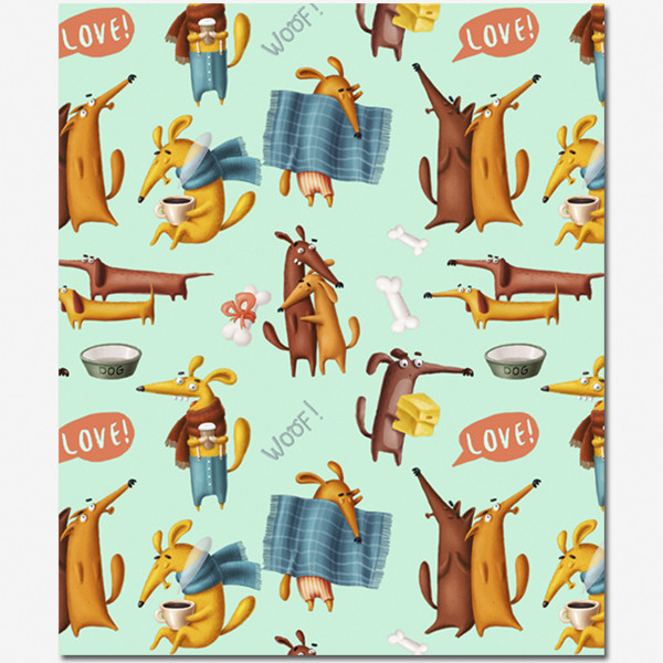 2907 Тетрадь общ.,170х203, 48л., скрепка, "Fanny Pattern", 4+0+уф, 4 диз.