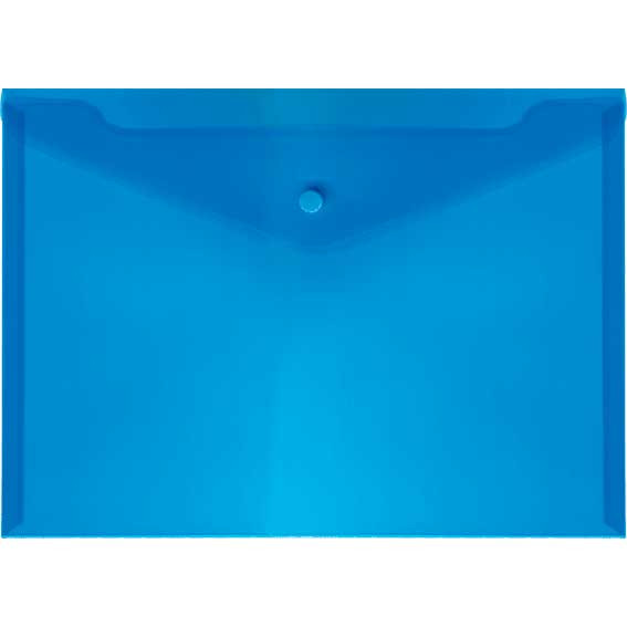 Папка-конверт на кнопке "Attomex" A4 (330x240 мм) 150 мкм, полупрозрачная синяя (20 шт.) (20/100)