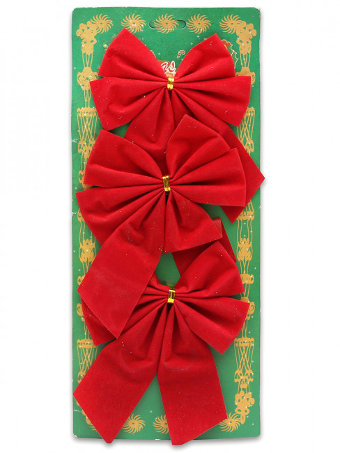 Набор ёлочных бантов 13см  "Красные банты", 3шт, MILAND/НУ-4452