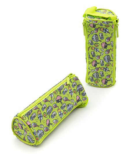Пенал   CK-79 "Суши" треугольный, текстиль, с двумя карманами на молниии, зеленый, в ПВХ-пакете (1/12/240)