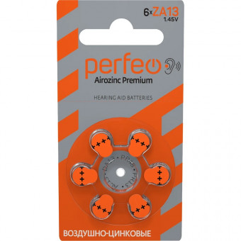 Батарейка (элемент питания) ZA13/6BL, Airozinc Premium, Perfeo/PF ZA13/6BL (6) Батарейка (элемент питания) ZA13/6BL, Airozinc Premium, Perfeo/PF ZA13/6BL (6)