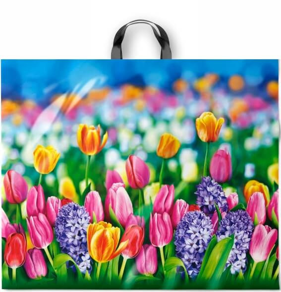 Пакет ПВД петлевой (60*50) 70 мкм "Цветочный базар"