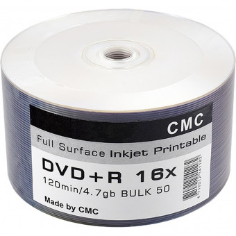 Диск DVD+R CMC 4.7 ГБ 16x bulk, Full Ink Print, CMC/DVDPRPRB50 (50) (1168)
