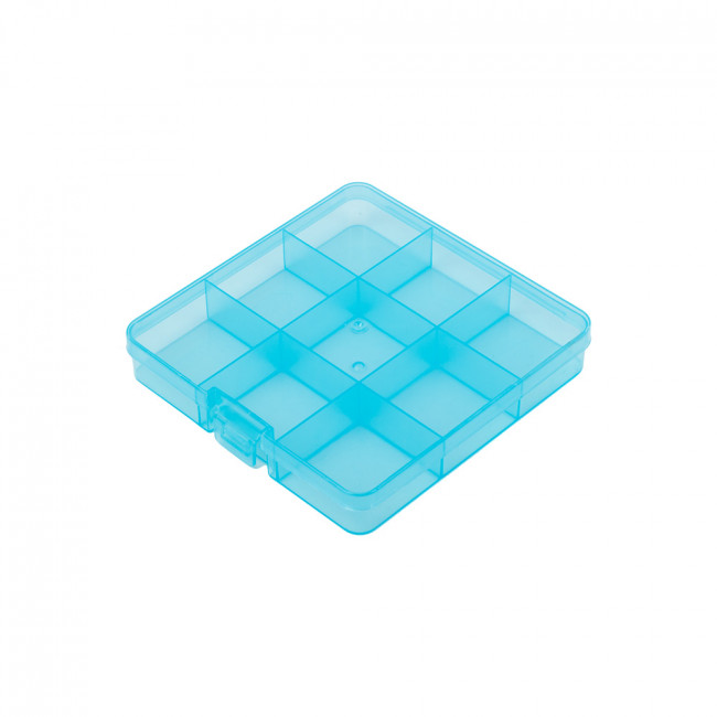 Коробка для швейных принадлежностей 13.5  x 13.7  x 2.3см пластик, голубой-прозрачный, Gamma/OM-086