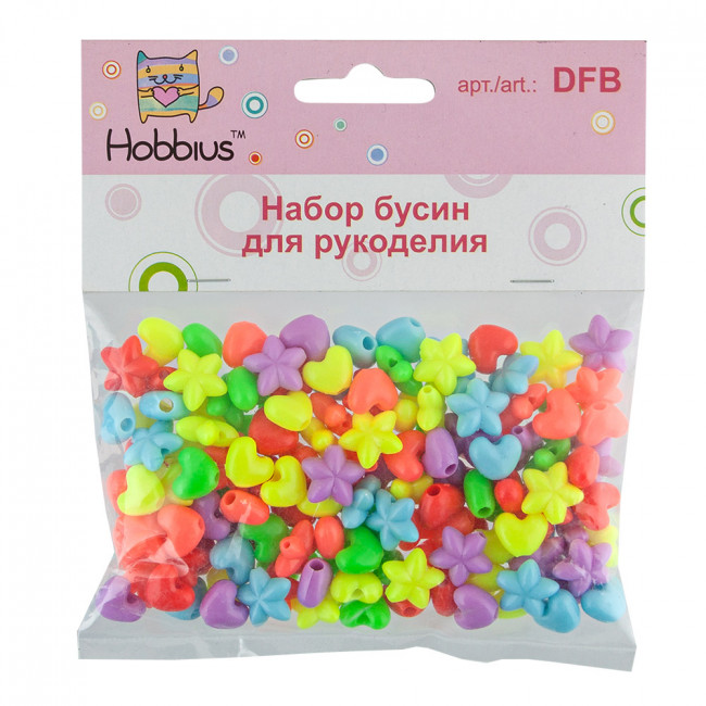 Набор бусин для рукоделия "Конфетти" №03 звездочки/сердечки, Hobbius (6)