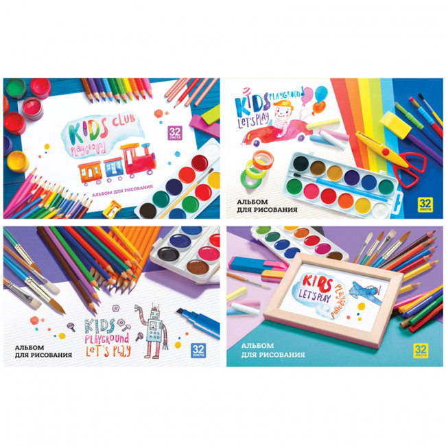 Альбом для рисования 32л., А4, на скрепке BG "Kids club", эконом (4/28)