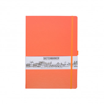 Блокнот для зарисовок 140г/кв.м 21*29.7см 80л, твердая обложка, неоновый коралл, Sketchmarker/23148054SM