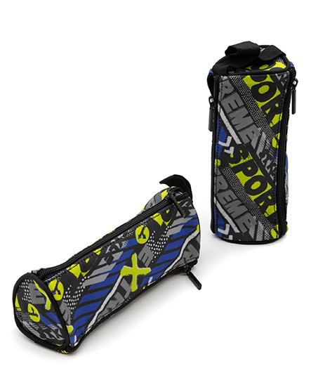 Пенал   CK-80 "Extreme" треугольный, текстиль, с двумя карманами на молниии, черный, в ПВХ-пакете (1/12/240)