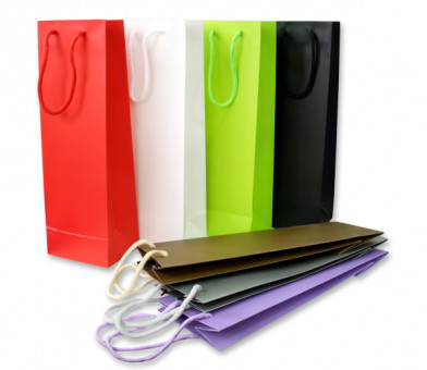 Пакет подарочный на бутылку 12*35*9 однотонный (12)