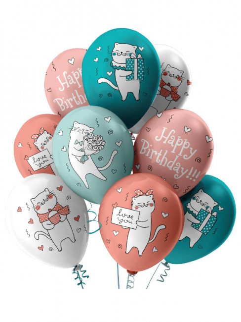 Набор шаров 30см "Happy Birthday!" розово-голубой, 25шт, MILAND/ШВ-9812