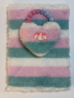 Блокнот детский А5 80л клетка"Сказочная пони" яркая, меховая обложка, MAG-1657