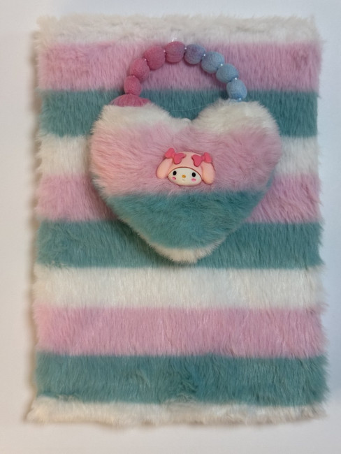 Блокнот детский А5 80л клетка"Сказочная пони" яркая, меховая обложка, MAG-1657