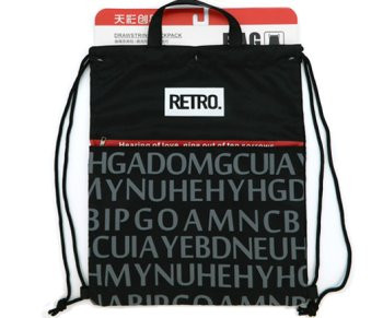 Мешок для обуви  CY-55/Черный "Retro" полиэстер, 35*42см, с ручкой, карман на молнии, чёрные завязки (1/140)