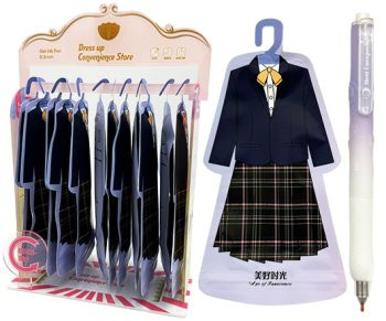 Ручка гелевая  автоматическая DG-37 "Одежда" 0,5мм (черный) круглый корпус с грипом, с подставкой, в к/кор Z-10120 (24/768)