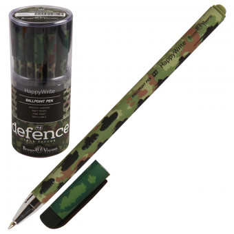 Ручка шариковая 0,5мм синяя "HappyWrite. Военный паттерн. Танки", BV/20-0215/29 (24)