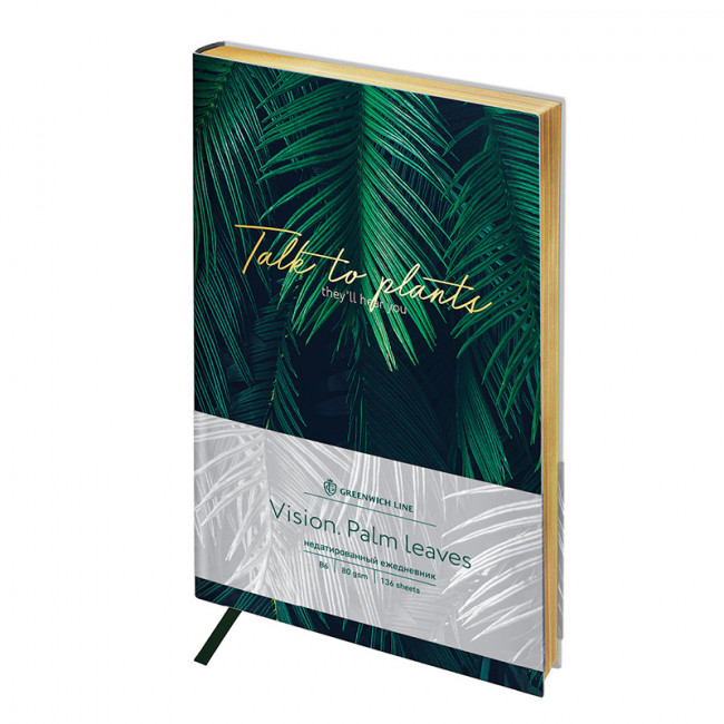 Ежедневник недатир. B6, 136л., кожзам, Greenwich Line "Vision. Palm leaves", тон. блок, золот. срез ENB6-25332 Ежедневник недатир. B6, 136л., кожзам, Greenwich Line "Vision. Palm leaves", тон. блок, золот. срез ENB6-25332