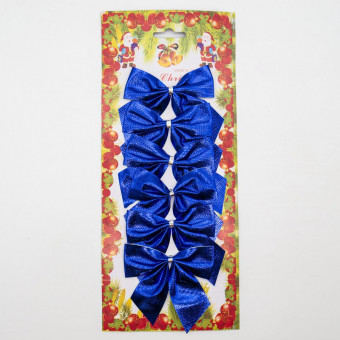 Елочное украшение 7,5см "Бантики" синие, 6 шт, Микрос/ч47428