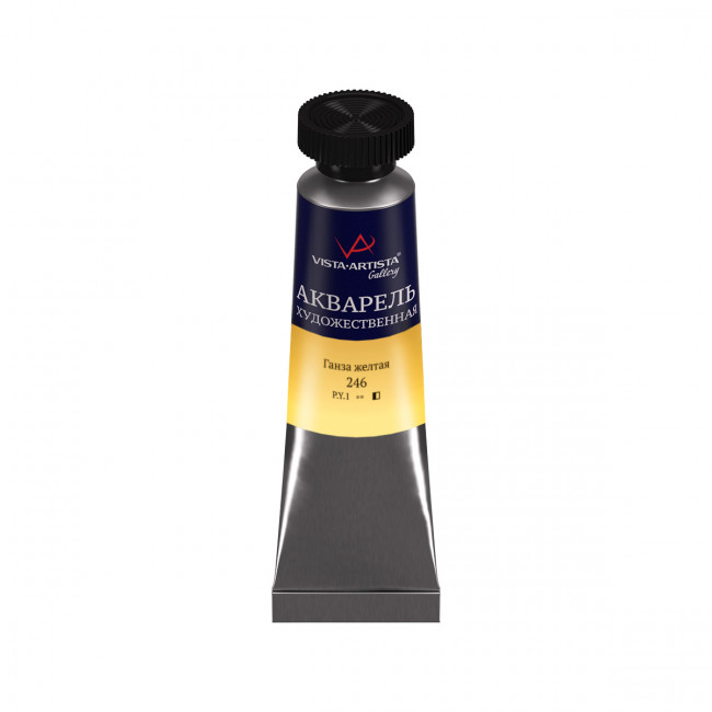 Краска 10 мл акварель художественная в тубе, 246 ганза желтая, Gallery VISTA-ARTISTA/VGWT №246 Краска 10 мл акварель художественная в тубе, 246 ганза желтая, Gallery VISTA-ARTISTA/VGWT №246