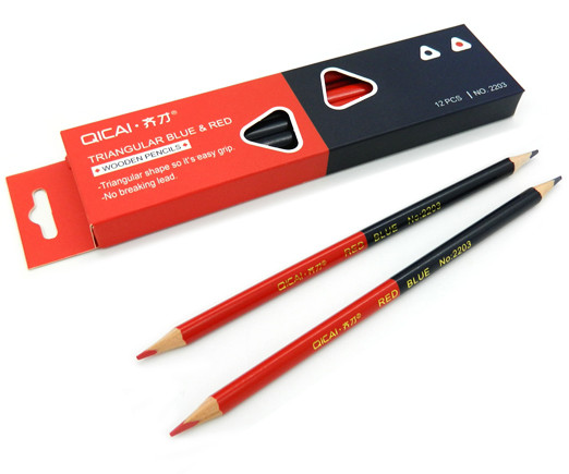 Карандаш двухцветный CZ-137 Синий/Красный трехгранный, заточ (12/144/2880)