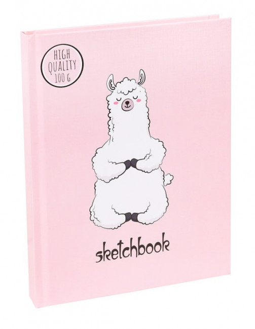 Скетчбук А5 Pink. Лама (7БЦ, 96 л, 100г, лён+гл лам) 96-9317