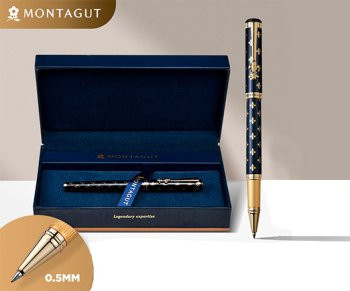 Ручка в футляре  TJ-29 Montagut (черн) 0.5мм роллер, Синяя с рисунком, металлический корпус, в к/кор M817 (1/5)