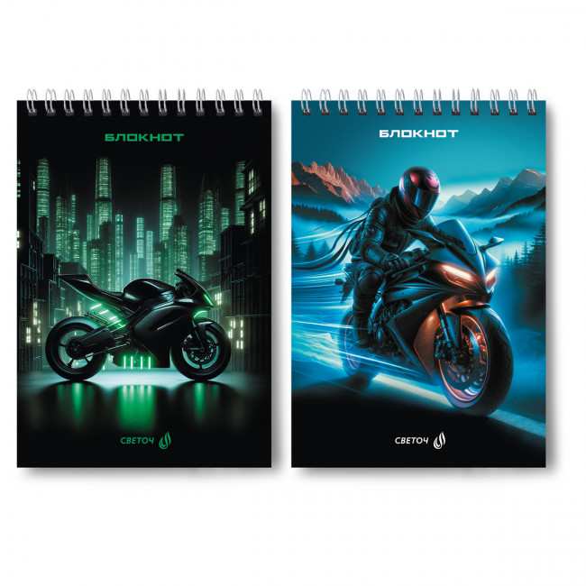 Блокнот А5 40л клетка "Мотофристайл", на гребне, Светоч/Б135_01266 (4)