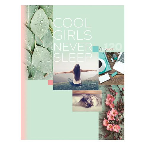 Тетрадь для записей со сменным блоком А5 120л. клетка "Сool girls" ламинация глянцевая, индивидуальная упаковка