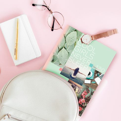 Тетрадь для записей со сменным блоком А5 120л. клетка "Сool girls" ламинация глянцевая, индивидуальная упаковка