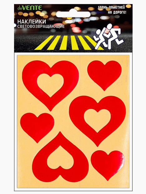 Наклейки световозвращающие 100x85мм "Сердечки", розовые, deVENTE/9083801 (8) Наклейки световозвращающие 100x85мм "Сердечки", розовые, deVENTE/9083801 (8)