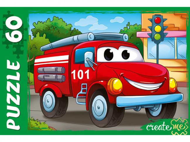 Пазлы 60 элементов "Пожарная машина", Рыжий Кот/У60-7215 Пазлы 60 элементов "Пожарная машина", Рыжий Кот/У60-7215