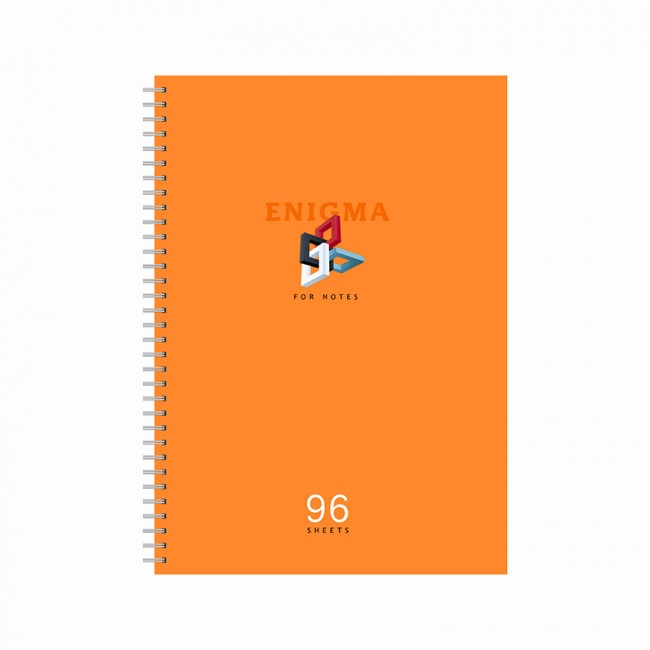 Тетрадь для записей А4 гребень 96л. клетка "Enigma" матовая ламинация, неон, BG  (3/18)