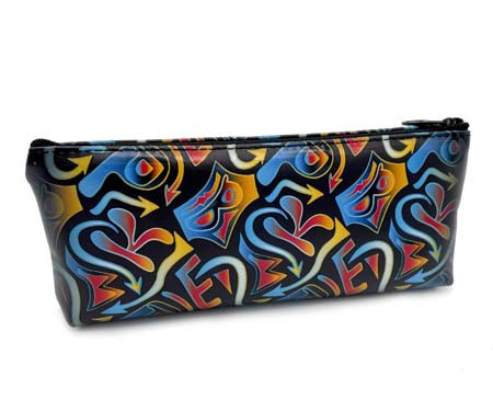 Пенал   CE-484-1 "Граффити" косметичка, черный кожзам с рисунком, в упаковке ПВХ (1/12/288)