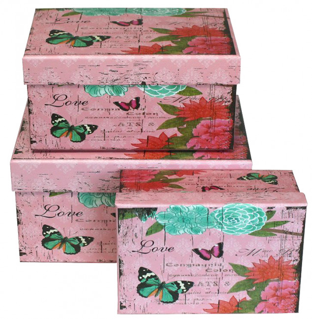 Набор коробок "Прямоугольник" Бабочки 3 шт. SY3367-2