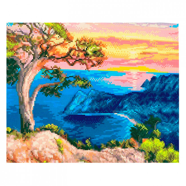 Алмазная мозаика 40*50 на подрамнике "Крым. Новый Свет. Базанова О.", полная выкладка, ALM078