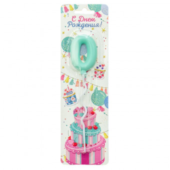 Свеча-цифра "0" 6см "Карамель", мятная, Микрос/Ч53145 (24)