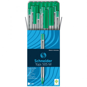 Ручка шариковая зеленая 1,0мм "Tops 505 M" прозрачный корпус, Schneider (50)