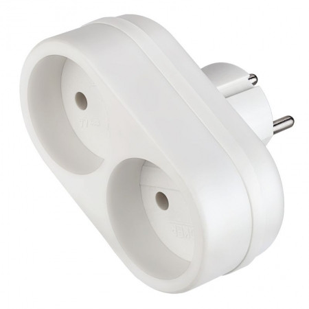 Cетевой разветвитель "RU POWER'', 2 гнезда, 6А, без заземления, цвет белый, Perfeo/PF_C3352