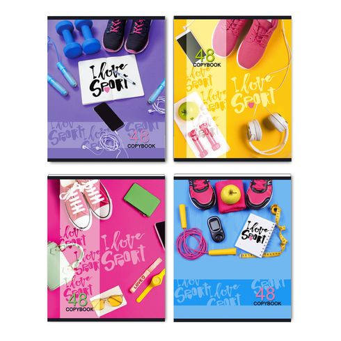 Тетрадь общая А5 скоба 48л. клетка "Будь в форме!" (ассорти) BG (10/80) Тетрадь общая А5 скоба 48л. клетка "Будь в форме!" (ассорти) BG (10/80)