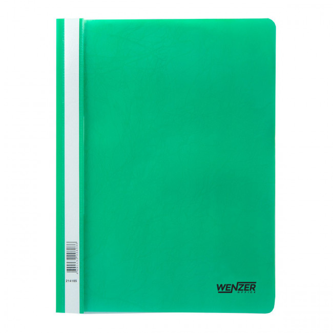 Папка-скоросшиватель A4 WENZER OFFiCE "Premier", 180 мкм, волокно, зелёная с прозр. верхом (20/260)