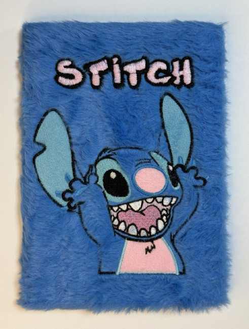 Блокнот детский А5 80л клетка"Стич", меховая обложка с апликацией, MAG-1638