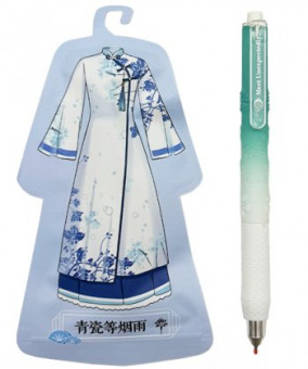 Ручка гелевая  автоматическая DG-38 "Кимоно" 0,5мм (черный) круглый корпус с грипом, с подставкой, в к/кор Z-10389 (24/384/768)