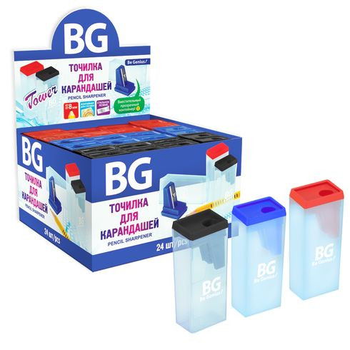Точилка "TOWER" пластик, 1 отверстие, контейнер, ассорти, BG (24/144) Точилка "TOWER" пластик, 1 отверстие, контейнер, ассорти, BG (24/144)