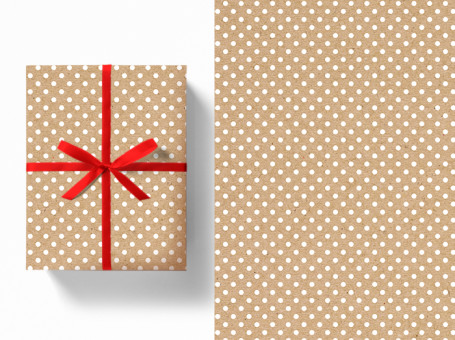 Бумага крафт 78гр/м2, 100см х 70см ± 5%, Горох белый (5 лист/рул.)