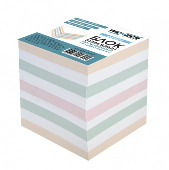 Блок бумажный цветной WENZER OFFICE "Standart" 9x9x9 см, проклеенный, 70г/м2, белизна 92% (12)