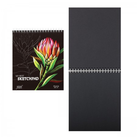 Блокнот для эскизов/скетчбук А5 (168*190) 30л 120г/м2 обл мягк карт дв спир Красный цветок выб лак жест подлож 50819