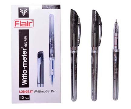Ручка гелевая чёрная "Flair"  WRITO-METER (1200 метров линия письма) F-747/черн (12)