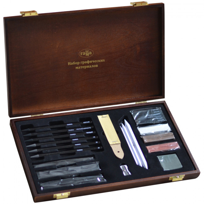 Набор графических материалов Гамма "Студия", 31 предмет, в деревян.коробе