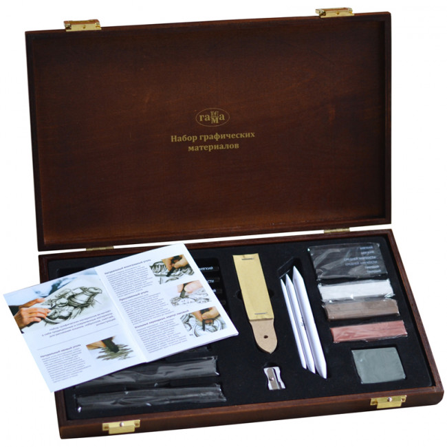 Набор графических материалов Гамма "Студия", 31 предмет, в деревян.коробе