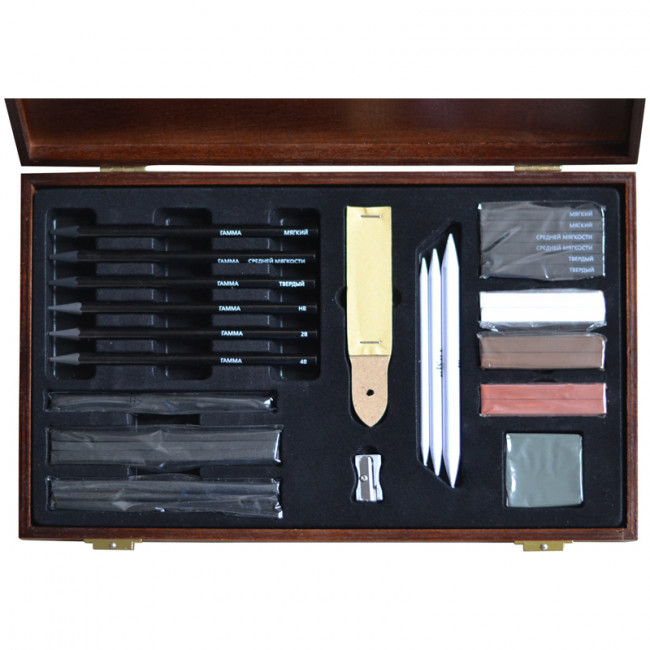 Набор графических материалов Гамма "Студия", 31 предмет, в деревян.коробе